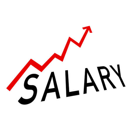 The inscription "salary" and the red arrow up. Vector illustrationのイラスト素材