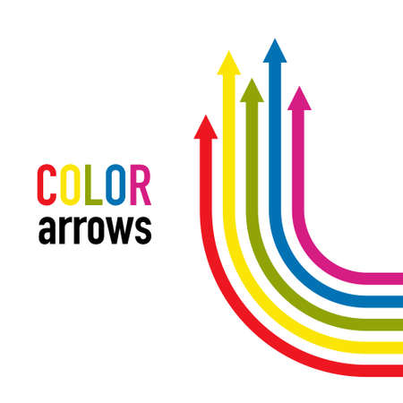 Cool Colored arrows on white background. Stock vector illustrationのイラスト素材