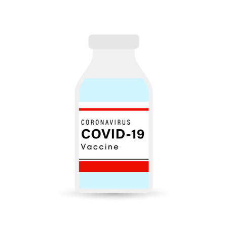 Coronavirus COVID-19 vaccine bottle line art vector icon for medical apps and websitesのイラスト素材
