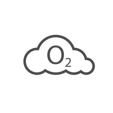 Black o2 cloud oxygen icon, vector illustration isolated on white backgroundのイラスト素材