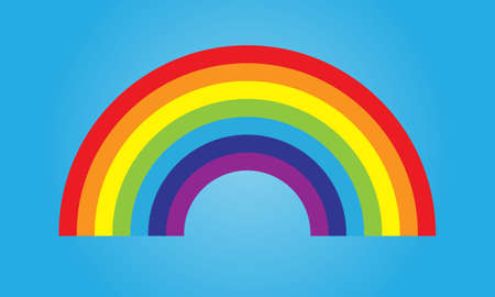 Color Rainbow With Clouds, With Gradient Mesh, Vector Illustrationのイラスト素材