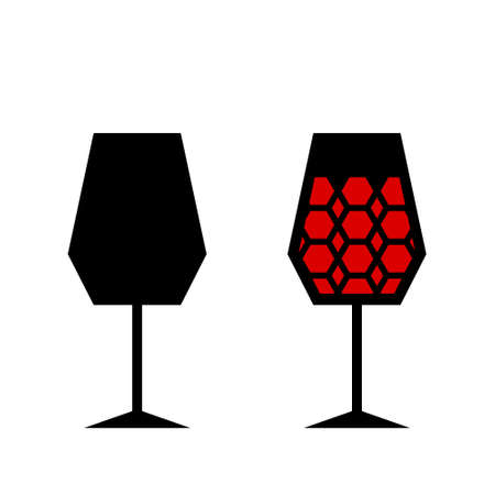 Set of Wine Glass Symbols on white background. Vector Image.のイラスト素材