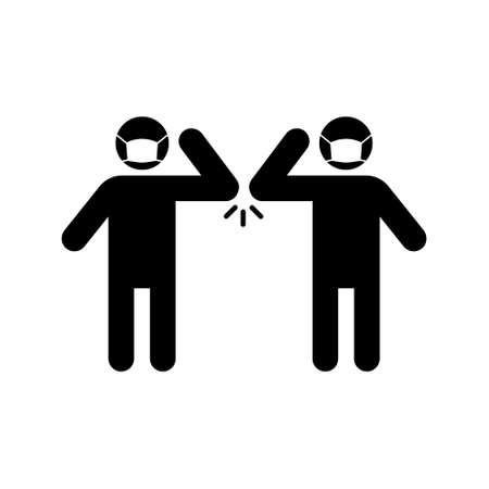 Elbow bump on white. People greeting without hands. Vector illustrationのイラスト素材