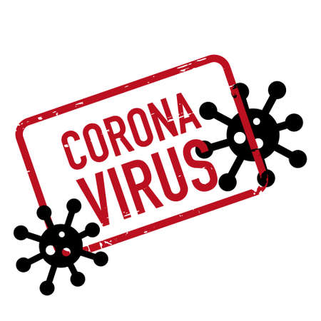 Vector illustration fight corona virus. Icon red sign. Attentionのイラスト素材