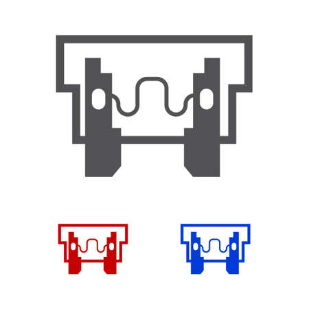 Set of Fuse of electrical protection component icon, isolated on white background. Vector illustration.のイラスト素材