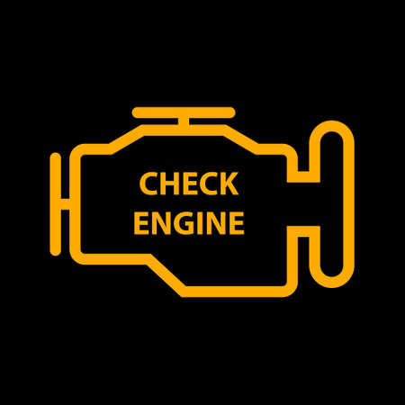 Check engine on black background in line style. Vectorのイラスト素材