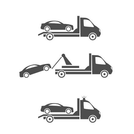 Set of Car towing truck icon on white background. Stock iconのイラスト素材