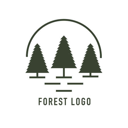Rustic Retro Vintage Evergreen. Cedar trees logo design. Vectorのイラスト素材