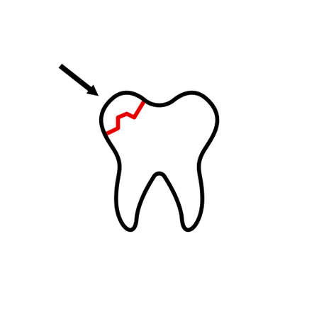 dental caries icon vector illustration two color line style design. isolated on white backgroundのイラスト素材