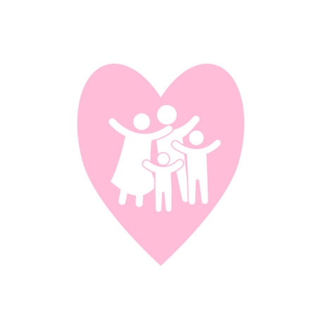 Family Flat Icon Black and White. Vector Graphicのイラスト素材