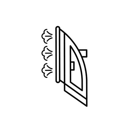 Steam iron line icon on white. Stock vector signのイラスト素材