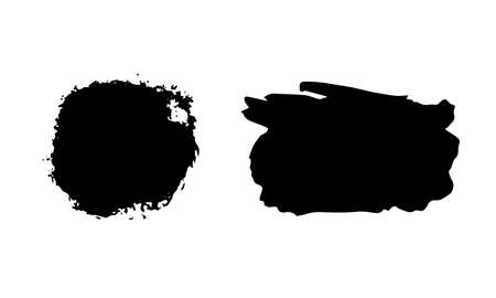 Set of thick brush strokes. Irregular drawing strokes. Vector brush stroke background. Texture and grunge style. Stain illustration.のイラスト素材