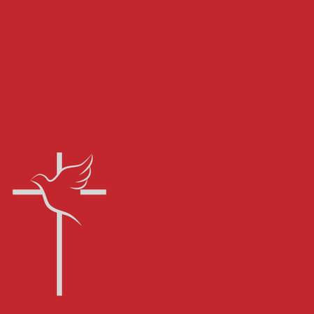 Dove and cross on red background. Christian concept. stock illustrationのイラスト素材