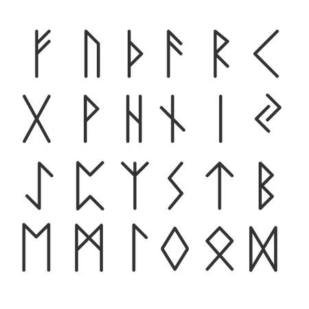 Runic Alphabet, Old Futhark. Vector Icon Set.