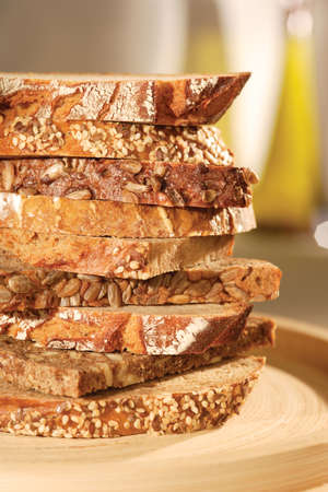 stack of rye bread slicesの写真素材