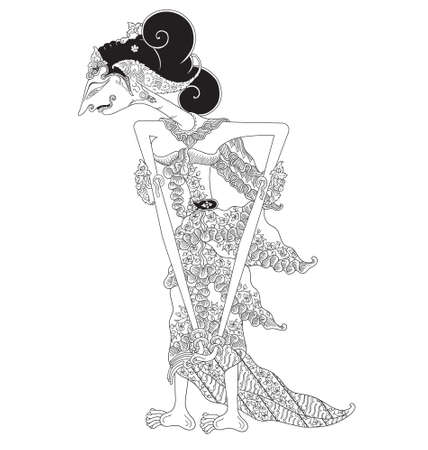 Ulupi, a character of traditional puppet show, wayang kulit from java indonesia.のイラスト素材