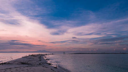 Morning walk at beachの写真素材