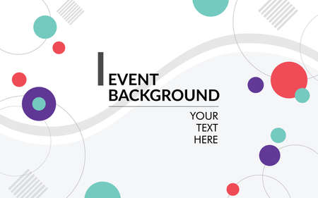 Abstract background with colorful circles, circular lines, and gray wavy shapes.のイラスト素材