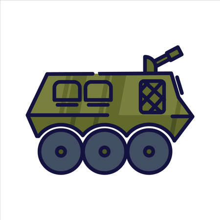 Illustration of the armored fighting vehicle. Filled-outline icon of the AFVのイラスト素材