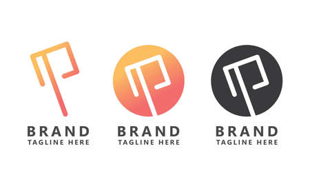 Simple and generic abstract logo shapes like a hammer or letter P for your brand, organization, and...