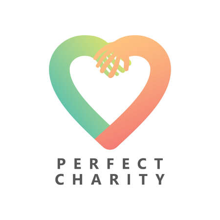 Two hands make a heart shape for charity, donation organization, or foundation logo.のイラスト素材