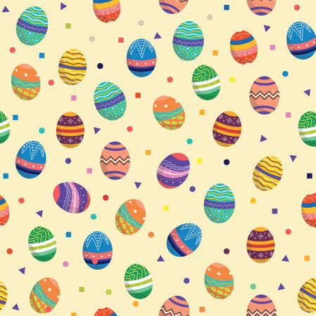 Easter egg texture with smaller basic shapes. Decorative Easter egg texture for social media post, greeting cards, or other publicationのイラスト素材