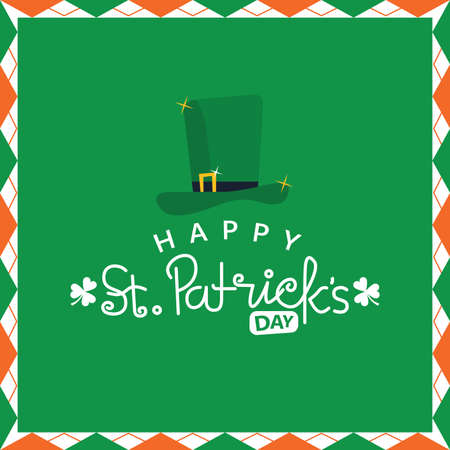 Illustration for St. Patrick's Day celebration with decorative typography and leprechaun hat.のイラスト素材
