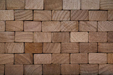Pattern of dark wooden brickwork. Wall concept. Abstract design background.の写真素材
