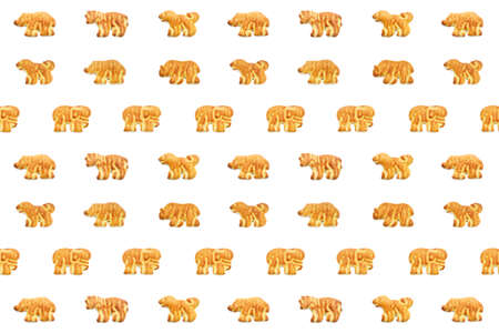 Seamless pattern of animal shaped cookies, isolated on white background. Use for pattern design texture.の写真素材