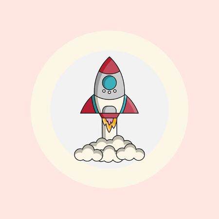 Rocket launch illustration vector flat designのイラスト素材