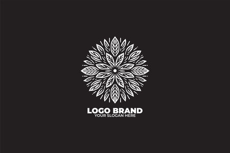 A circular leaf design with intricate lines radiating outwardのイラスト素材
