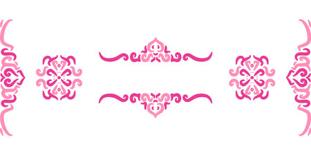 A set of romantic, pink symmetrical ornamentsâa central text divider and side motifs, perfect for invitations and cardsのイラスト素材