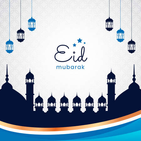 Square Islamic Banner Eid Mubarak Greeting for Social Media Contentのイラスト素材