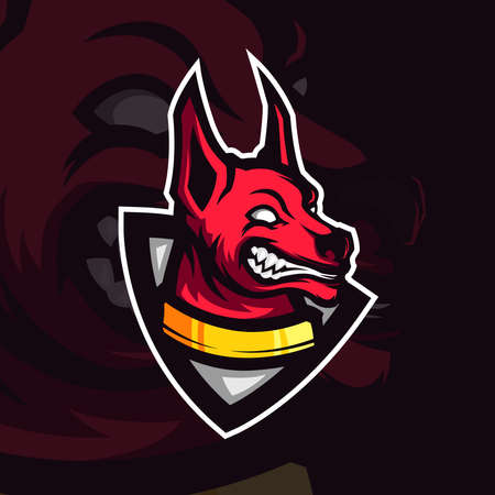 Illustration of angry infernal dog headのイラスト素材