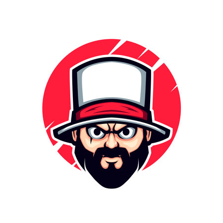 White Hat Bearded Angry Man Vector Mascotのイラスト素材