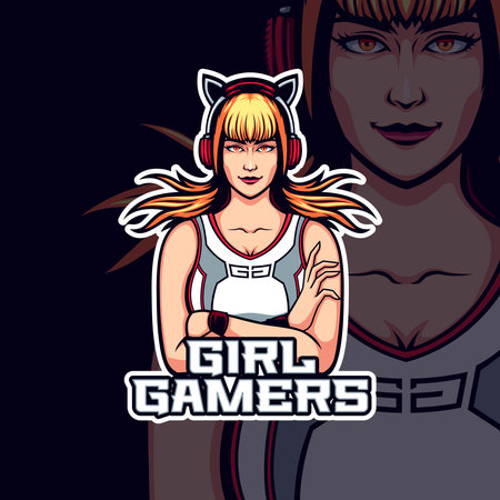 Illustration of Digital Girl Gamers Vector Mascotのイラスト素材