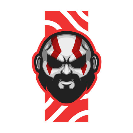 Angry Tribal chief with grey ashes skin vector mascotのイラスト素材