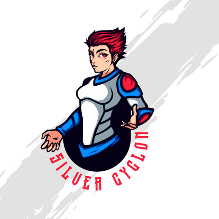 Red Haired Lady on Clean Suit Silver Cycloneのイラスト素材