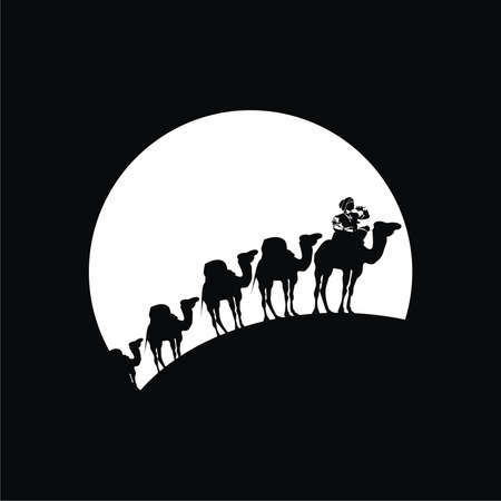 Caravan on the background of the sunのイラスト素材