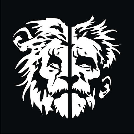 face man and lionのイラスト素材