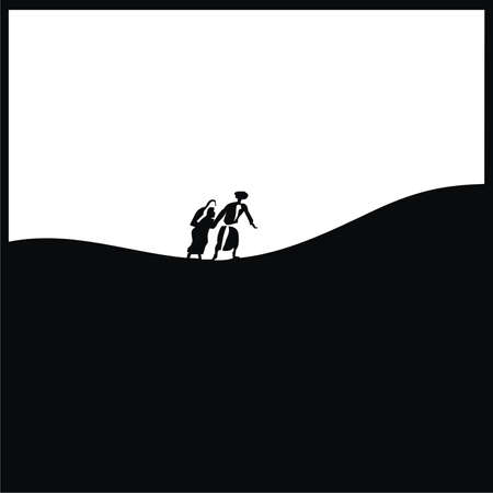 People in the desert in the afternoonのイラスト素材