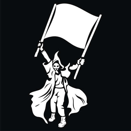 warrior with a flagのイラスト素材