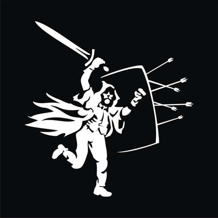 warrior with a shield and swordのイラスト素材