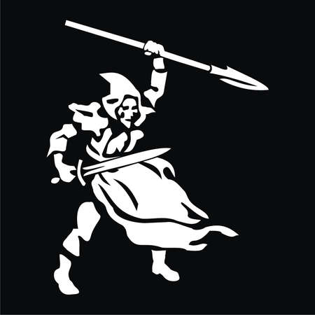 warrior with spear and swordのイラスト素材