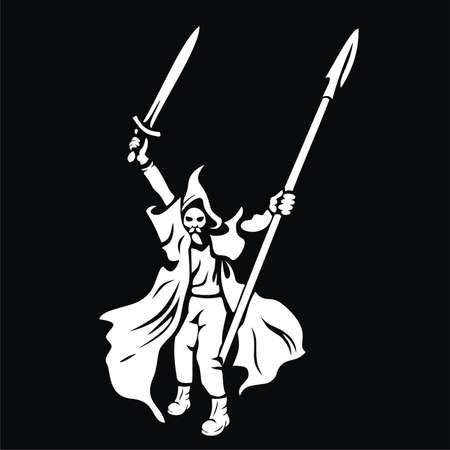 warrior with spear and swordのイラスト素材