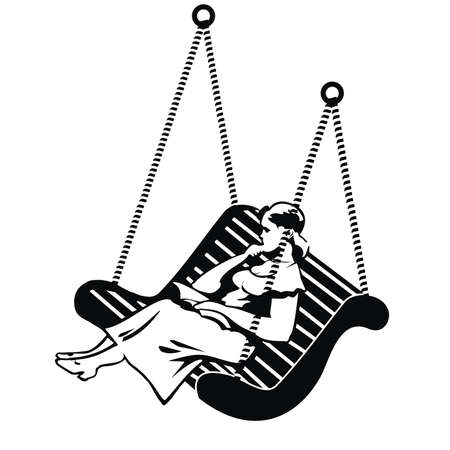 girl on a swingのイラスト素材