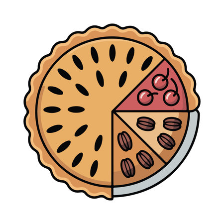 Pie slices illustration with cherry, pecan, and moreのイラスト素材