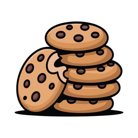 Chocolate chip cookies with a fun and cartoon-style illustrationのイラスト素材
