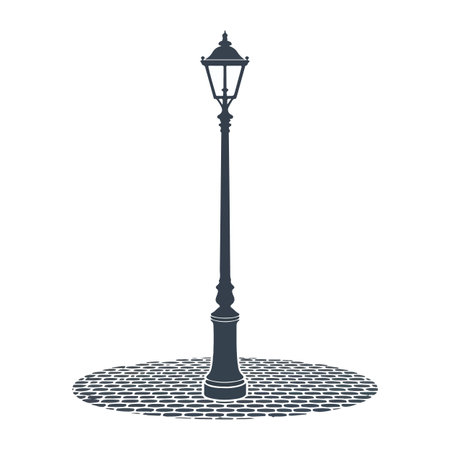 Vintage street lamp silhouette illustrationのイラスト素材