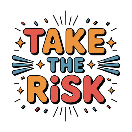 Vibrant Take the Risk inspirational typography design with bold lettering and energetic patternsのイラスト素材
